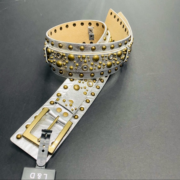 L & D Studded Italian Leather Belt- Size M - Picture 5 of 14